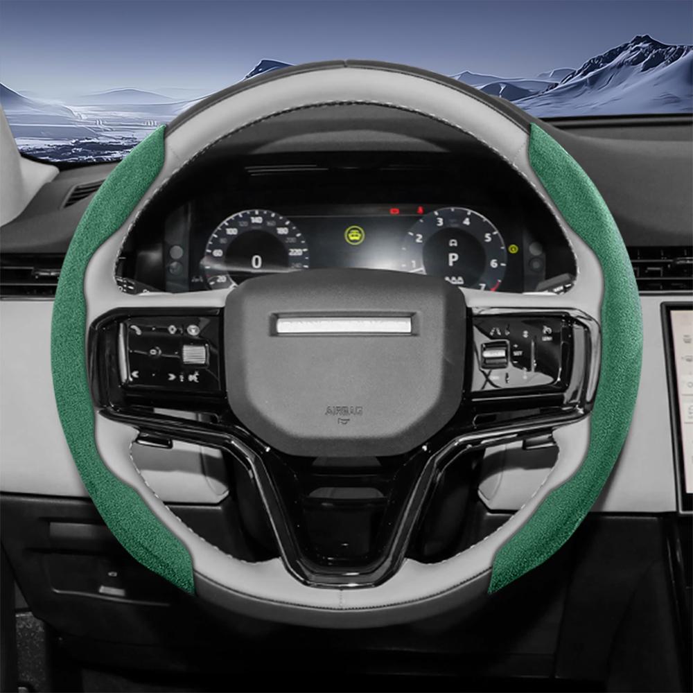 bpzsw1 Suitable for Land Rover Sports Suede Steering Wheel Cover, Split Snap-On Anti-Slip Style, for Models Such as Defender, Range Rover, Evoque, 