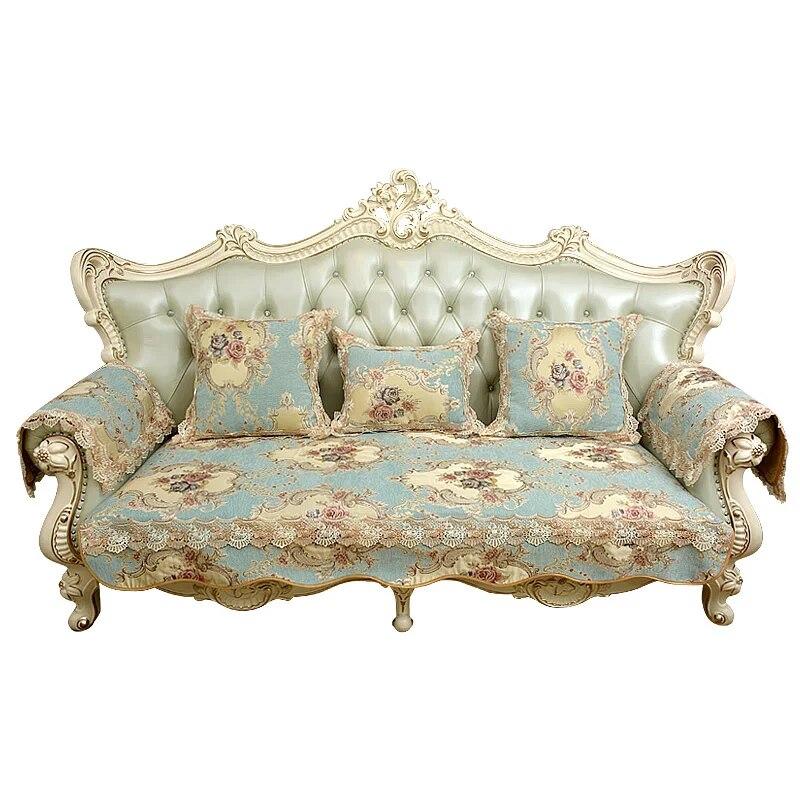 European Luxury Sofa Cover Nonslip Lace Cushion Living Room Combination Sofa Cover Jacquard Embroidery Slipcover Couch Protector