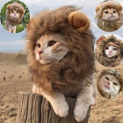 Милый парик для кошки с львиной гривой, шляпа для собак и кошек, маленькая собака, домашний декор для кошек, аксессуары, парик льва, необычная шапка для волос, товары для домашних животных