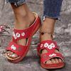 Rimocy Women's Wedges Slippers Summer 2025 Plus Size 43 Embroidery Sandals Shoes Woman Beach Casual Soft Sole Flip Flops Mujer