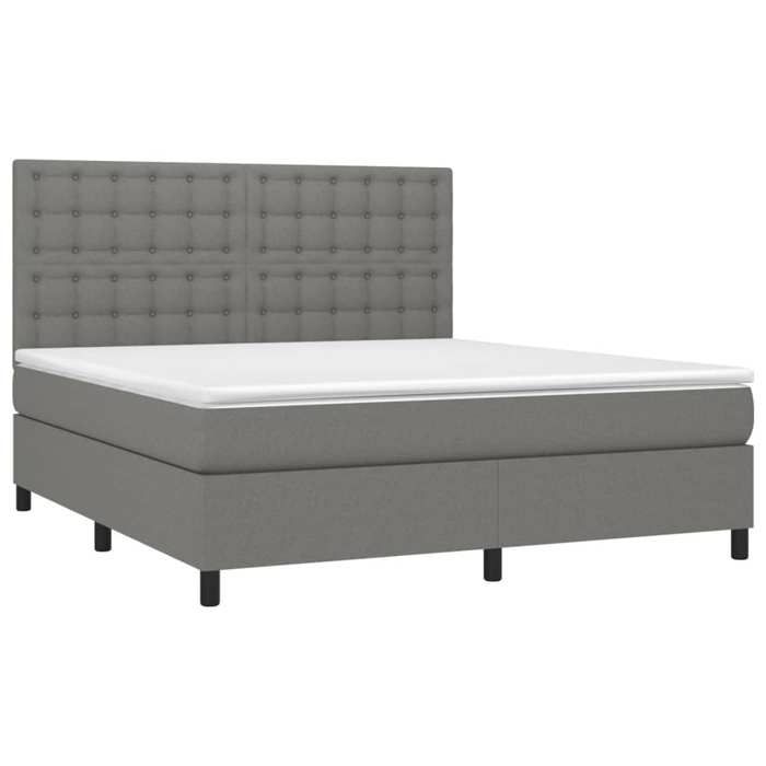 Maison Exclusive - Sommier à lattes de lit avec matelas Gris foncé 160x200cm Tissu