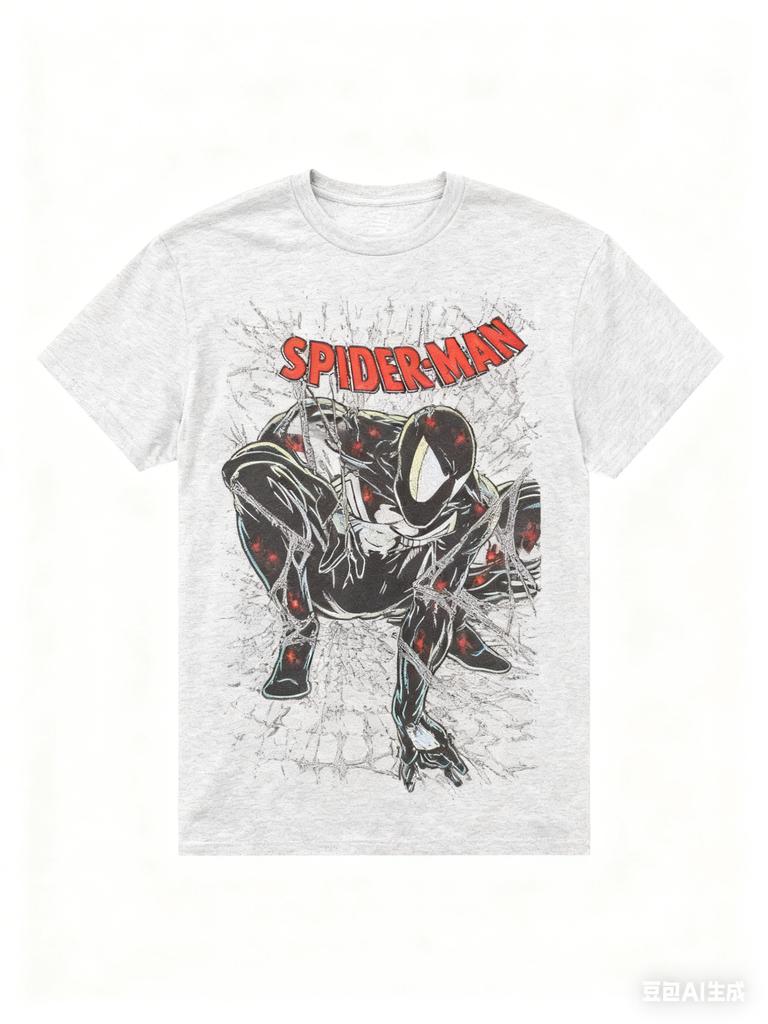 Оригинальные 2026 Новый Тренд Человек-паук Серебряная Фольга Сетчатый Принт Большого Размера Мужские и Женские Футболки с Коротким Рукавом Свободного Кроя