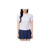 Solid Color Round Neck Pullover Short Sleeve Pleated Skirt Two-Piece Swimsuit Women Swimsuit Pure-White Dark-Blue 1824532485-2