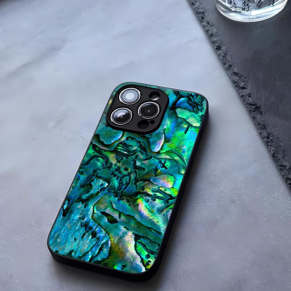 Abalone Shell Phone Case Tempered Glass For IPhone 17 13 14 16 12 15 11 Pro Max Plus Mini X XR SE2020 Coque
