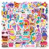 50 Happy Birthday Party Cartoon Graffiti Stickers Birthday Cake Hat Gifts Do Not Repeat Stickers