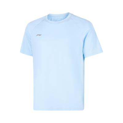 Li Ning Серия Спортивный Стиль Однотонная Дышащая Универсальная Повседневная Футболка с Коротким Рукавом Мужские Топы Небесно-Голубой ATSV437-2