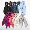 Women Scrunchies Headwear Colorful Satin Ribbon Bows Long Hair Ties Girl Ponytail Holder Ties Hair Rubber Bands Hair Accessories