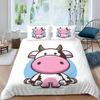 Милый комплект постельного белья с изображением коровок Kawaii Farm Animal, комплект постельного белья из микрофибры с цветочным рисунком, двуспальный комплект постельного белья для мальчиков и девочек, декор