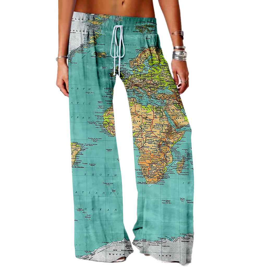 Женские повседневные модные свободные брюки для йоги с цифровым принтом и широкими штанинами.