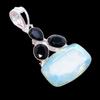 Aqua Mystic Topaz, Black Onyx 925 Sterling Silver Jewelry Pendant 2.1"  AH-3301