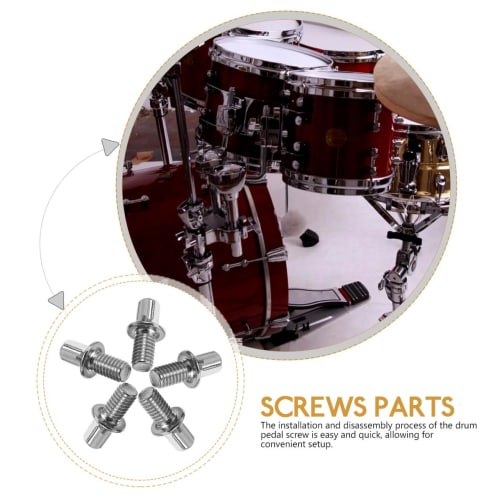 TOPPERFUN Drum Pedal Screws, Drum Thread Joints, Drum Pedal Screws, Square Nuts, Drum Pedal Shaft Bolts, Musical Instrument Drum Replacement Screws, D