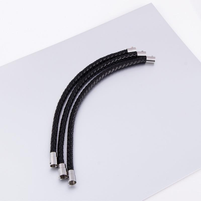Leather Rope Steel Braided Leather Magnetic Clasp 1 Piece Handmade Woven Bracelet Wrap Silk Fashion Jewelry Accessory