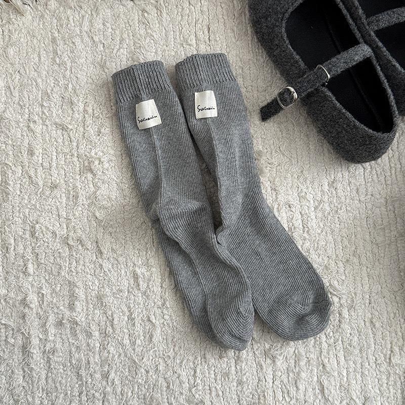 Ladies Autumn Winter Thick Fashion New Grey Medium Tube Socks
