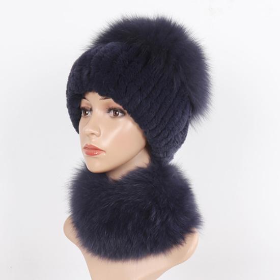 Новые зимние женские роскошные шапки из натурального лисьего меха, комплекты шарфов, натуральный мягкий вязаный теплый топ из меха кролика рекс, шапки из лисьего меха, шарфы, 2 шт.