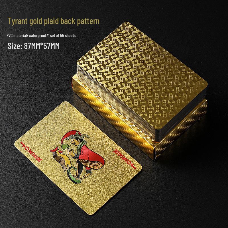 Luxury Gold PVC Playing Cards: Waterproof, Fold-Proof, Wear and Dirt Resistant, Washable.