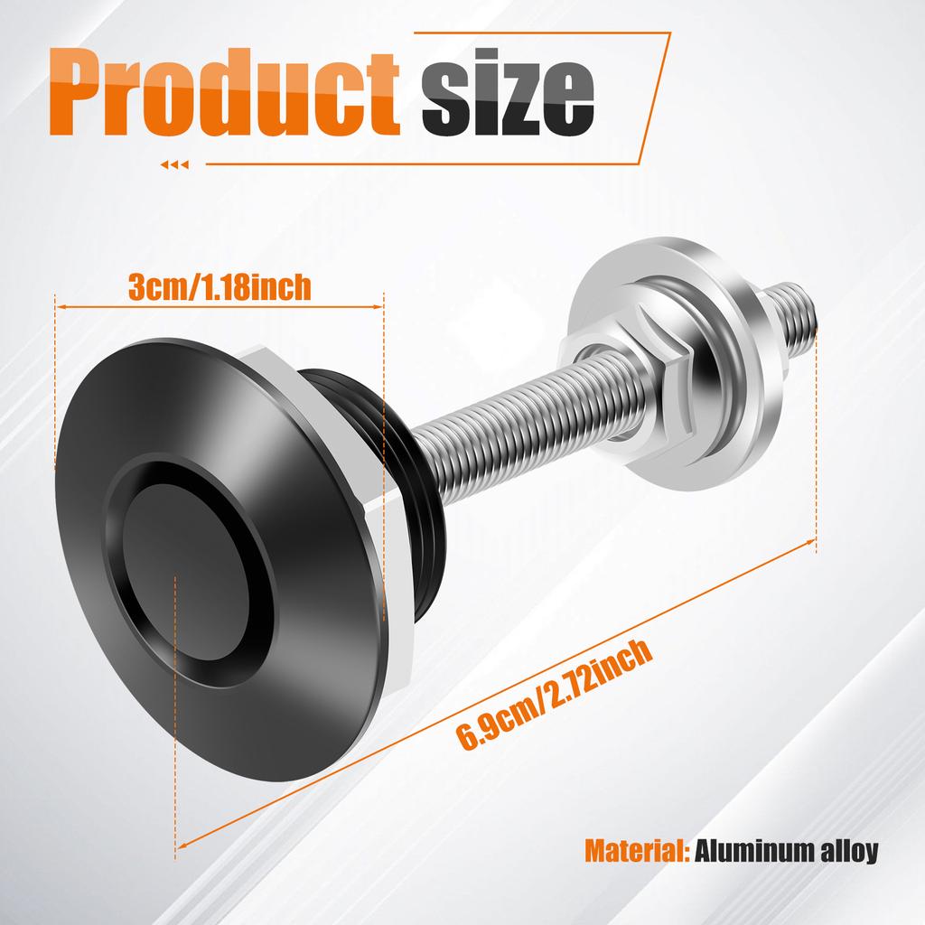 1.19" Universal Car Hood Pins Lock Clip Kit Quick Release Bonnet Lock Set Aluminium Alloy Vehicle Quick Latch Hood Pins