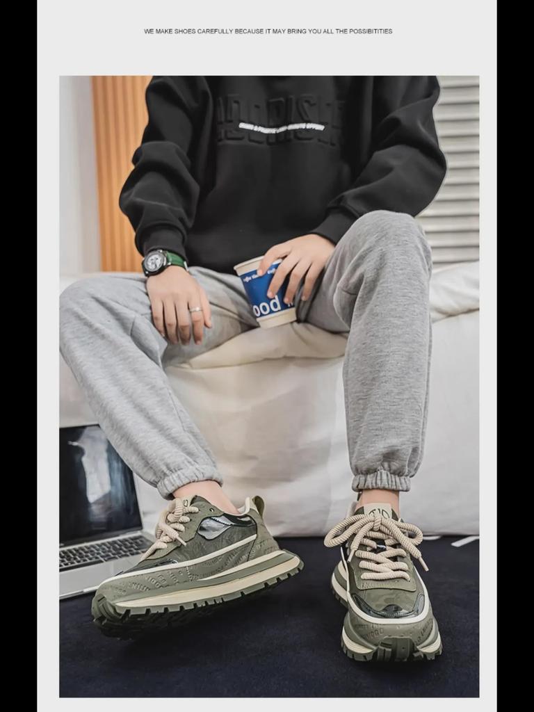 2024 Осень/Зима Мужские Черные Кроссовки Для Бега На Высоком Каблуке