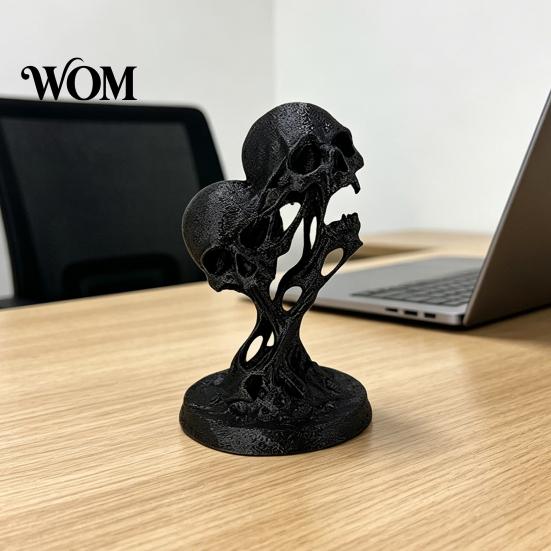 Fluid Skull Art Piece Integrated Molding Process Figure, 3D Printed Double Ornament, Abstract Statue Statue, Dark Style Decoration for Living
