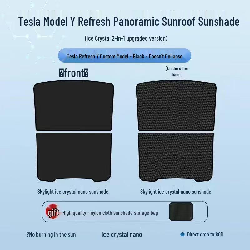 Tesla Model 3 Refresh YL Sunshade: Skyview Sunroof Heat Insulation & Sun Protection.