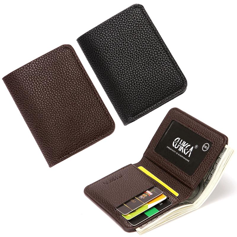 Fashion Pu Leather Men Wallet Mini Coin Purse Driver'S License Card Holder