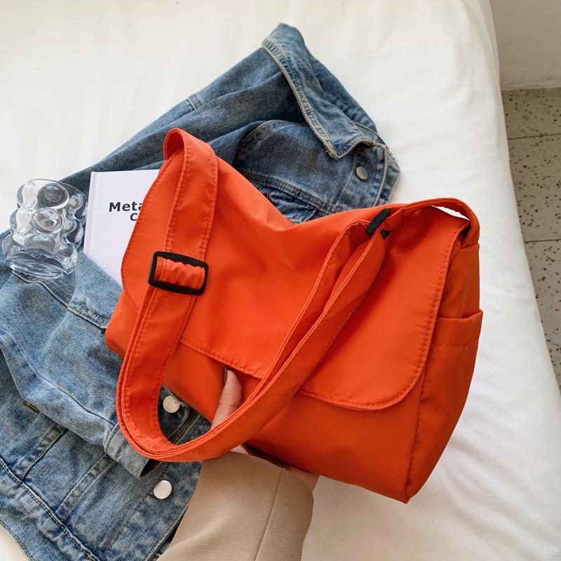 Холщовые сумки через плечо, молодежная мода, повседневная, большая вместимость, женская сумка через плечо, однотонные женские дорожные сумки-мессенджеры