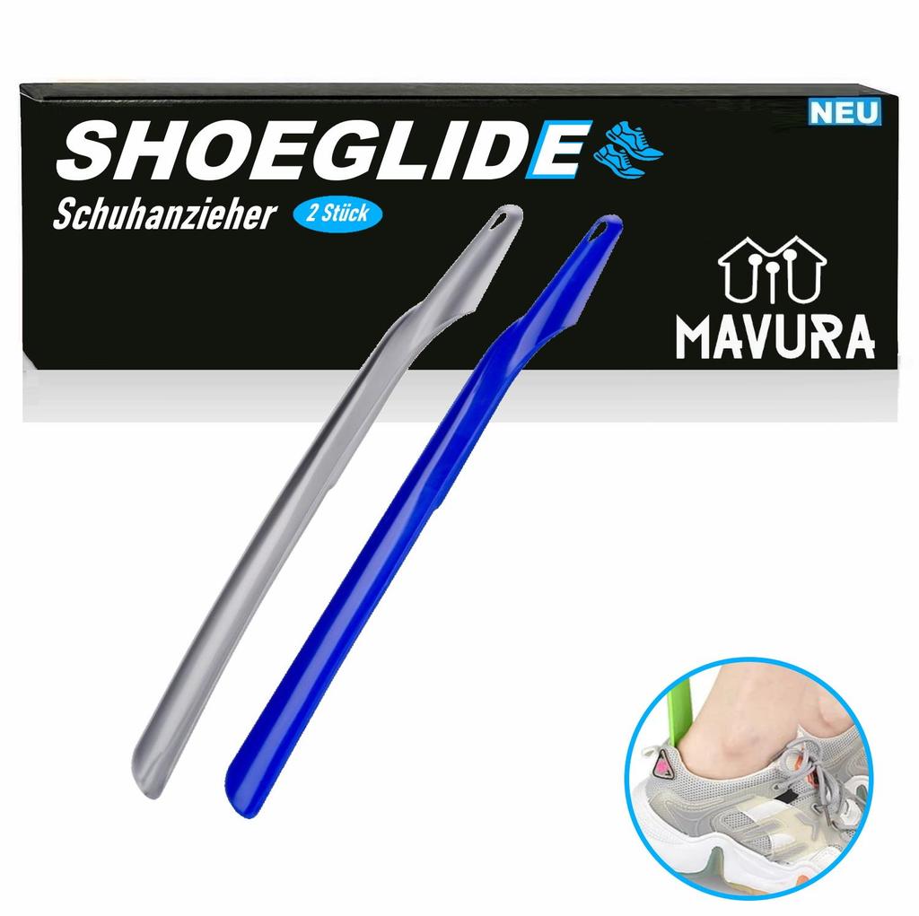 SHOEGLIDE 2x Shoehorn Shoe Horn Sturdy Extra Long Shoe Aid 45cm