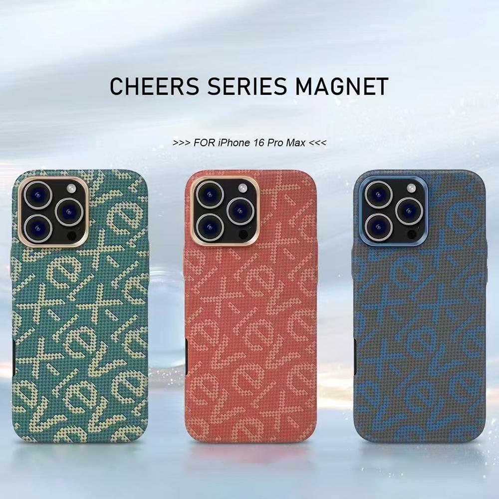 X-LEVEL Чехол для iPhone 16 Pro Совместимый с MagSafe ПК+Металлическая Задняя Крышка Телефона Текстура Углеродного Волокна