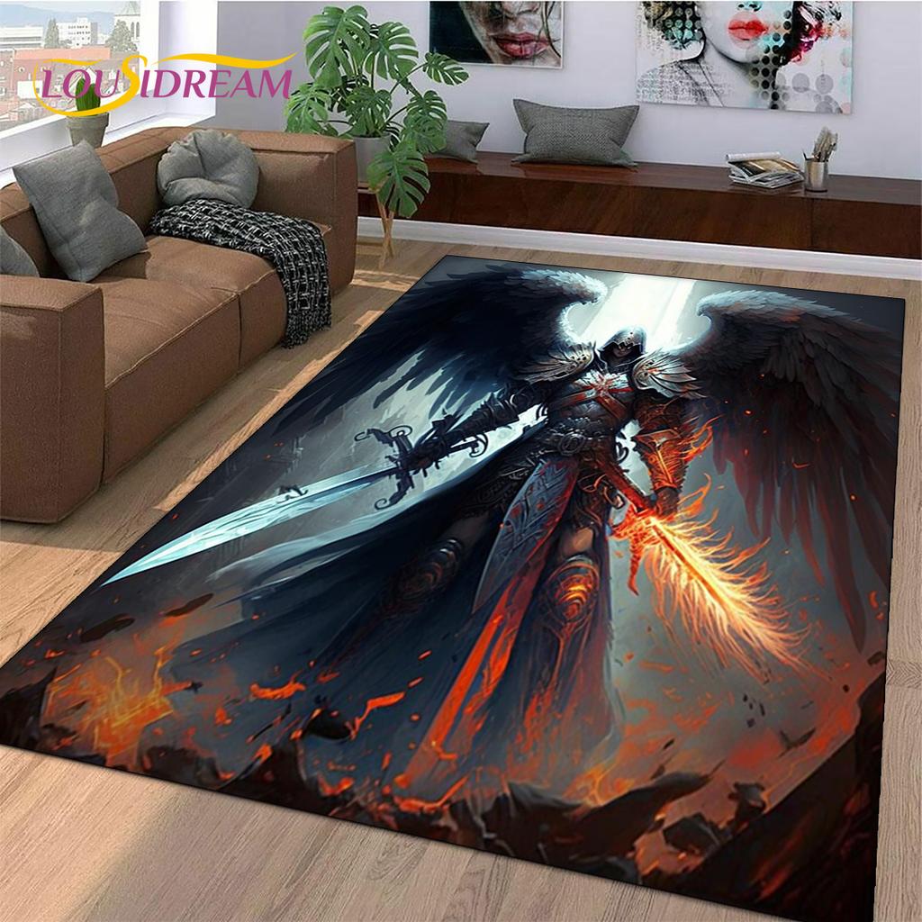 Knight Templar Cavalier Crusaders Cartoon Rug Carpet for Living Room Bedroom Decor,Non-slip Decoration for Sofa Doormat Gift Kid