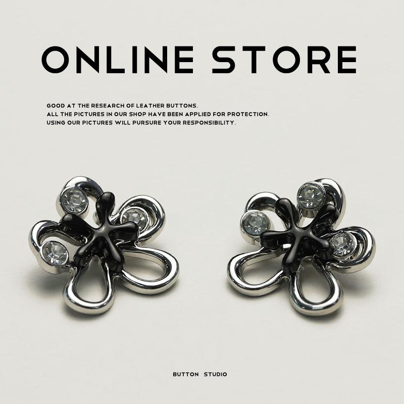 Сяосян Элегантный Ветер Металлическая Пуговица с Бриллиантом Большая Цветок Серебристая Черная Пуговица Куртка Двусторонняя Нейлоновая Пуговица для Пальто