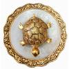 Metal Feng Shui Tortoise On Plate Fantasy Showpiece (Golden, Diameter: 5.5 Inch)