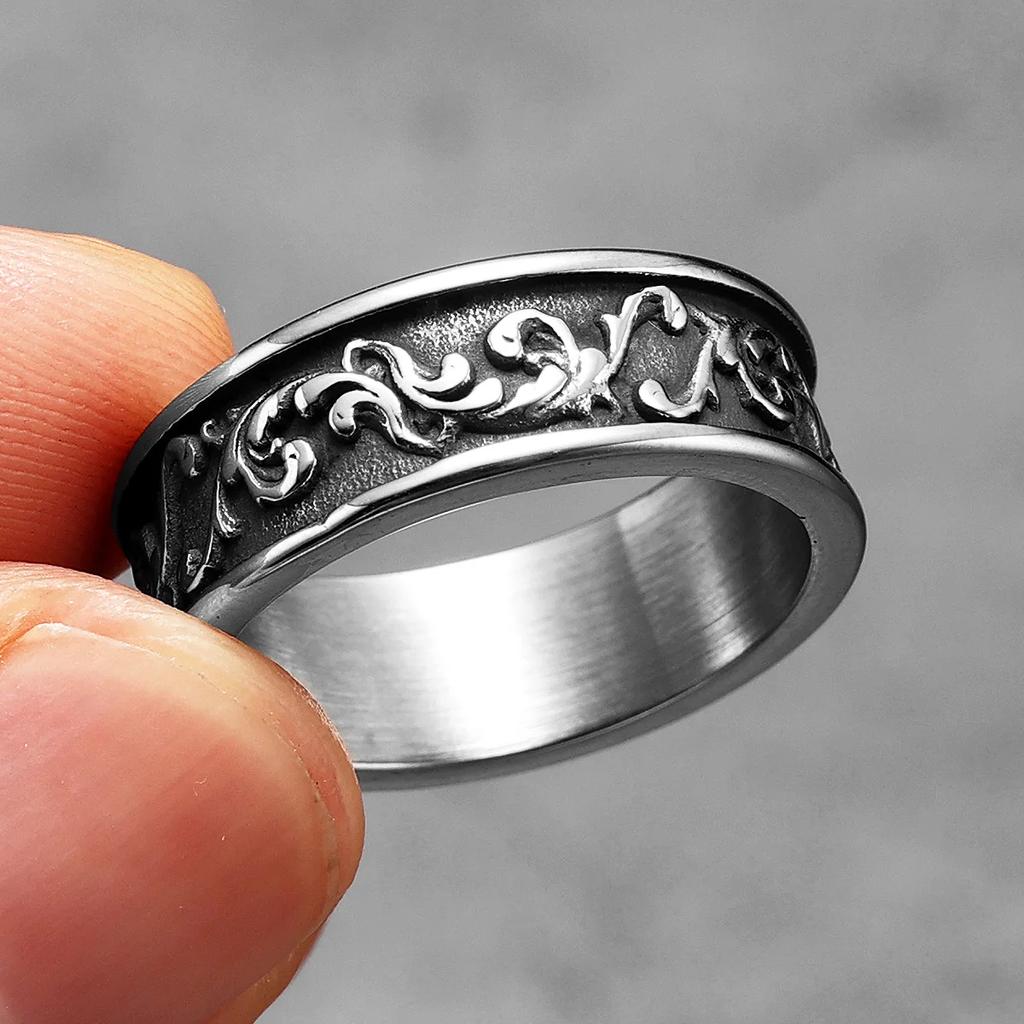 Эстетический цветочный венок мужские кольца из нержавеющей стали ретро панк готика нью-рок женские ювелирные изделия модные аксессуары подарок