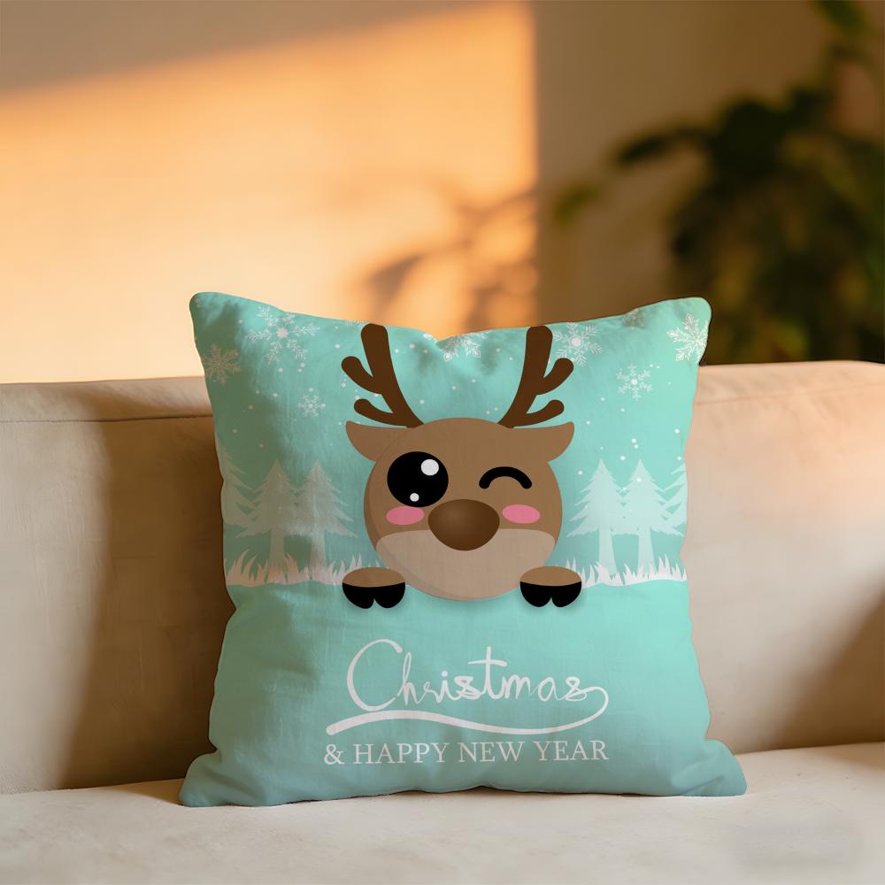 Cute Christmas Cushion Cover Cozy Velvet Throw PillowSoft Warm Cushion For Sofa Bed