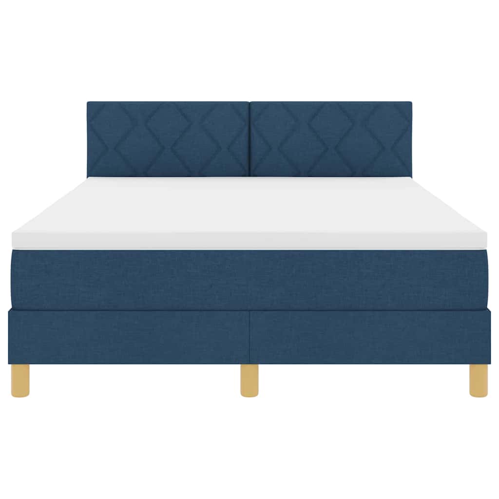 Boxspring bed with pillows and headboard Blue 140 x 200 cm Fabric