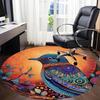 1PC Bird Patterns Office Round Area Rug,  Mat Suitable ForOffice, Under Office Chairs Bedroom Living Room Home Decor, Room Deco