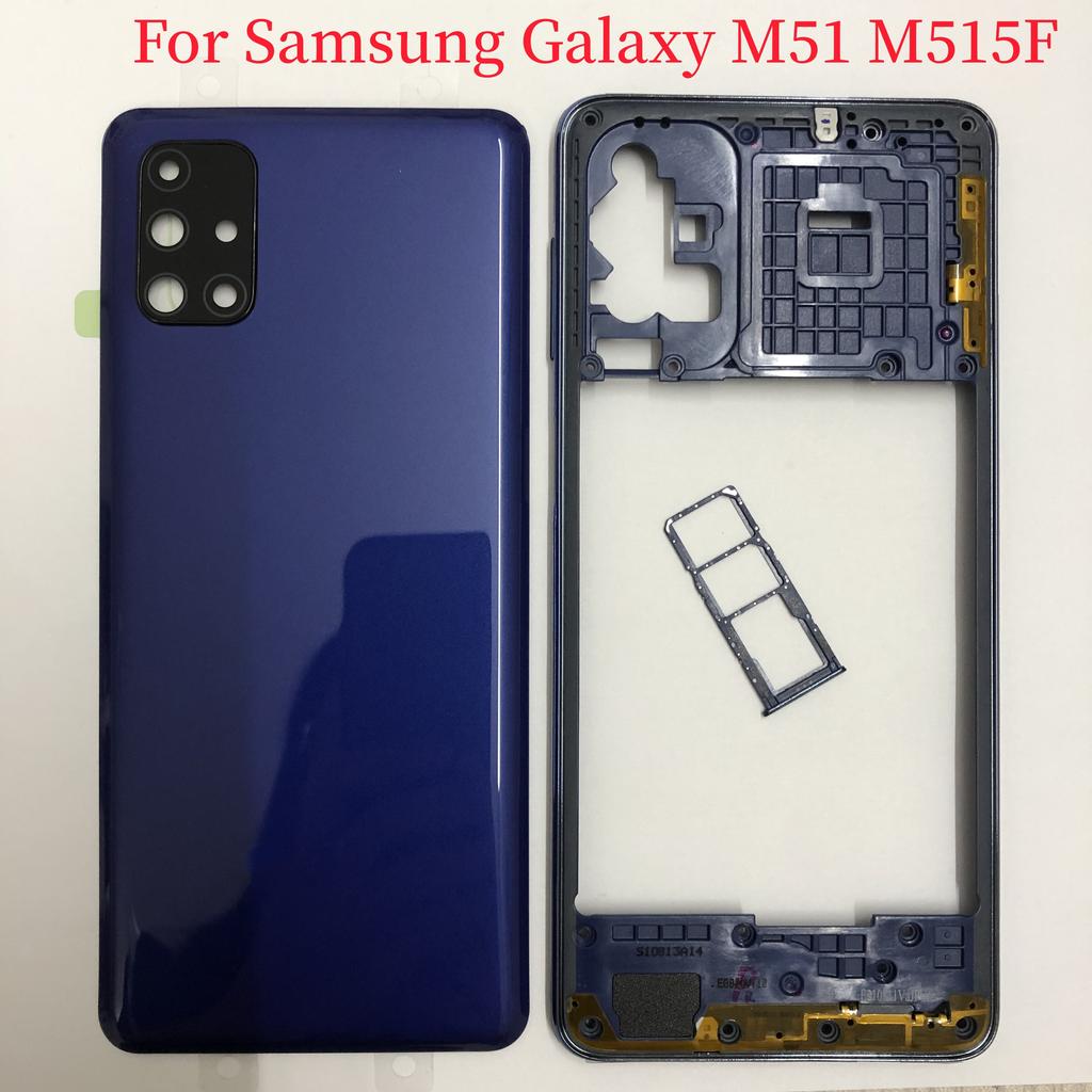 Оригинальный для Samsung Galaxy M51 M515F средняя рамка, рамка для Samsung M51, крышка батарейного отсека, задняя крышка с