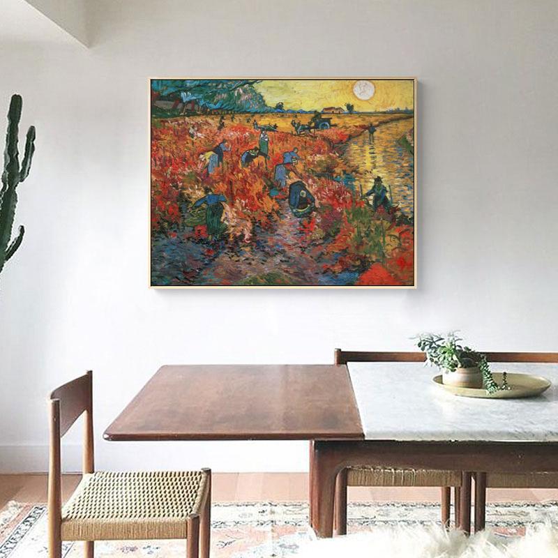Van Gogh Famous Painting Red Vineyards In Arles Oil Canvas Painting Posters Prints Wall Art Picture for Living Room Decor No Frame