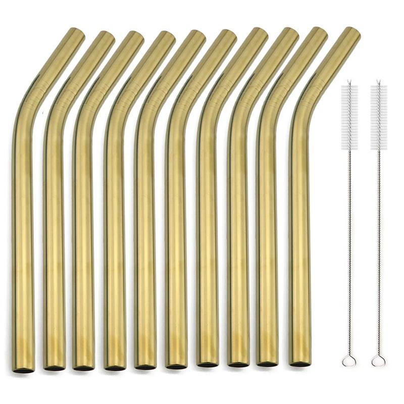 10 шт. 12*215 мм цветные трубочки для питья из нержавеющей стали 304 многоразовые металлические трубочки для бара Boba Bubble Tea молочные коктейли трубки