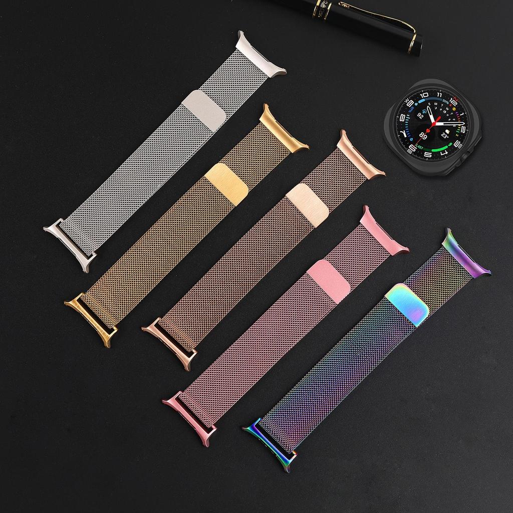 One Click Metal Band for Samsung Galaxy Watch Ultra 47mm Stainless Steel No Gaps Magnetic Bracelet Belt for Galaxy Watch 7 Ultra Replacement Strap