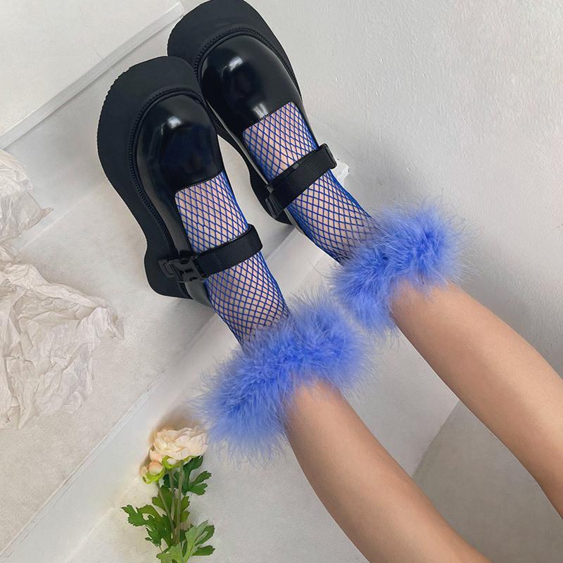 Модные Новые Поступления Личность Сетчатые Пушистые Короткие Носки для Y2K Девушек