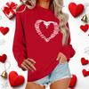 Женский повседневный пуловер с круглым вырезом и длинным рукавом с принтом ко Дню святого Валентина