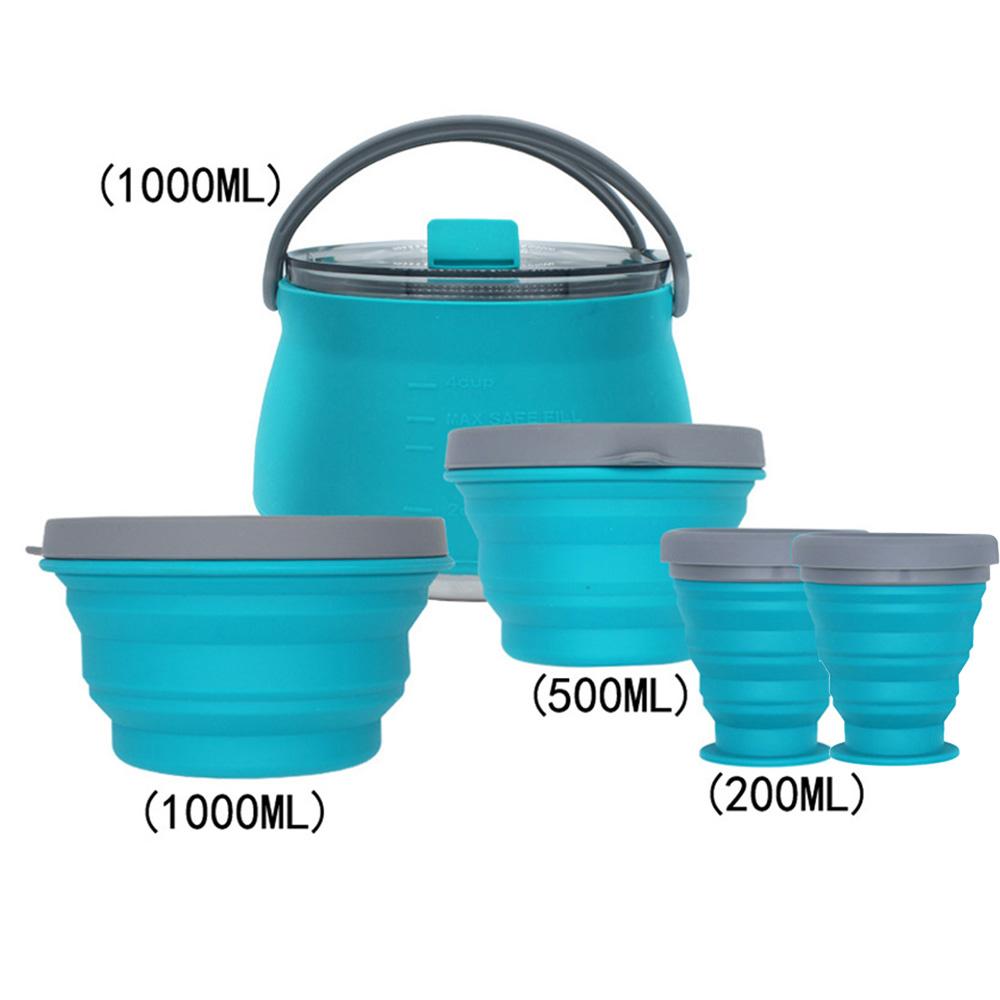 3/4/5 шт. Силиконовый складной чайник для кемпинга, кипящая вода, герметичная чашка для чая, кофе, кружка, посуда для отдыха на открытом воздухе, термостойкая.