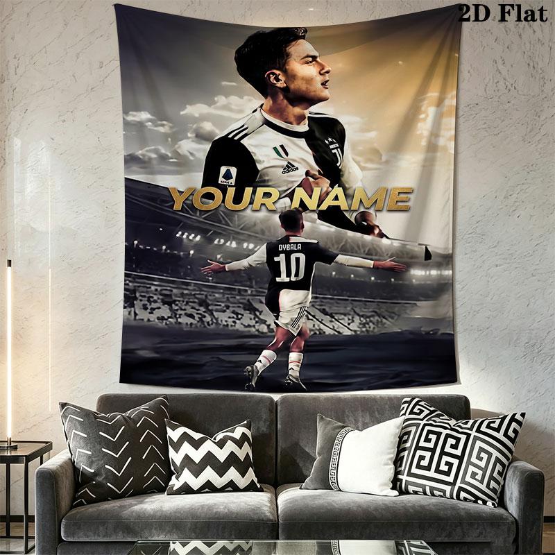 Custom Paulo Dybala Wall Hanging Printed Fabric Blanket Decorative Tapestries for Bedroom Living Room Home Decor