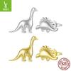 Серьги-пусеты из стерлингового серебра 925 пробы асимметричные с динозаврами, персонализированные серьги-пусеты в виде животных из простого серебра для мужчин и женщин