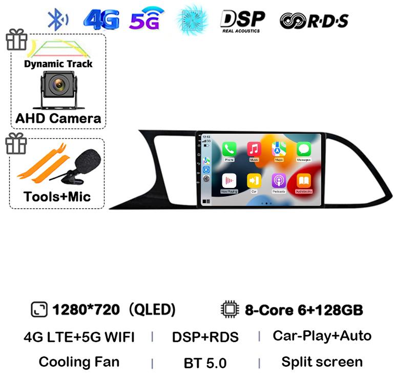 Android 14 WIFI+4G Carplay Auto для Seat Leon 3 MK3 2012-2020 Автомобильное радио GPS Мультимедиа Видеоплеер Стерео 360 Камера DSP Аудио