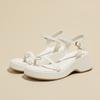 Sandals Women's Summer New Toe One-word Buckle with Pearl White Sandals Fairy Wind Platform Beach Roman Shoes