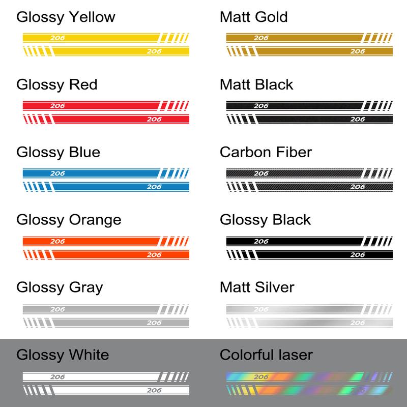 Car Side Line Stickers Tuning Accessories Vinyl Film Decals for Peugeot 206 DIY Auto Sports Decal Graphics Wrap Accessories