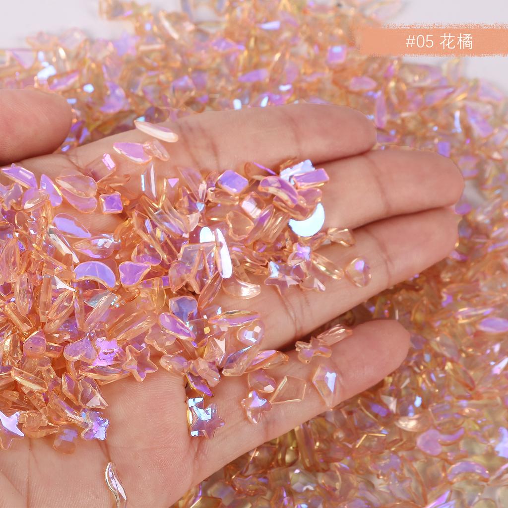 Теплый эльф, тот же смешанный прозрачный бриллиант особой формы Aurora, украшения для дизайна ногтей, бриллиант с плоским дном для дизайна ногтей, стеклянные стразы.