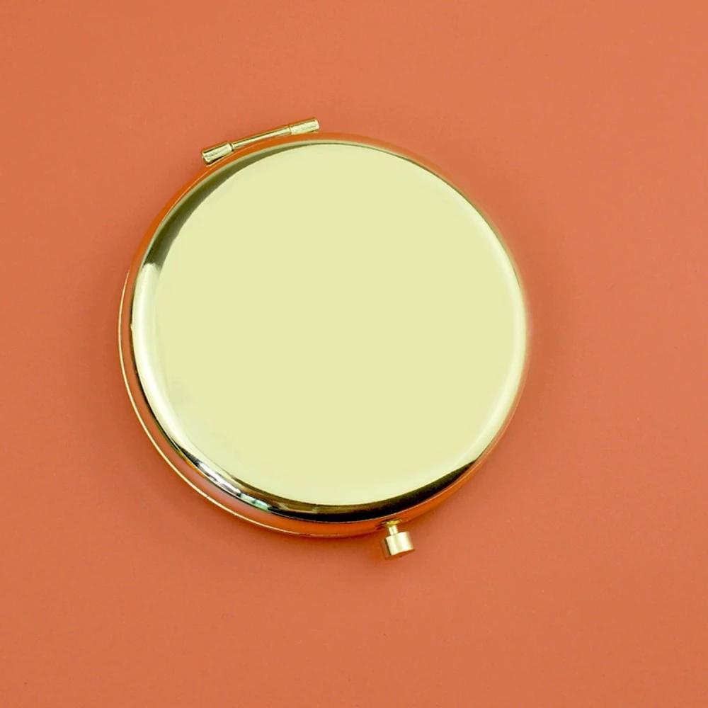 1pc Double-Sided Small Mirror Portable Folding Round Makeup Mirror Rose Gold Simple Men And Women Mini Handheld Pocket Mirror