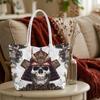 Vintage Samurai Skull Print Tote Bag Casual Large Capacity Shoulder Handbag for Daily Use