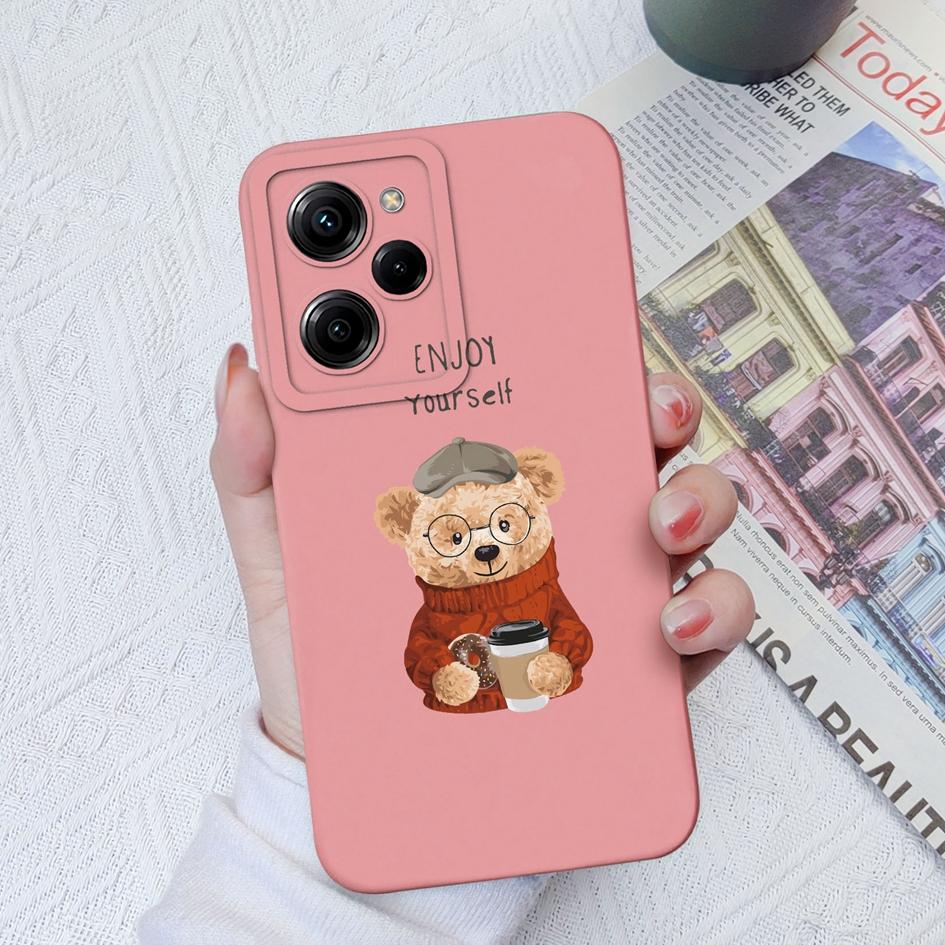 Чехол для телефона Xiaomi Poco M4 Pro X3 X4 X5 Pro C40 C50 C55 M3 с милым медведем, мягкий жидкий силикон, противоударный матовый чехол для бампера Xiaomi Poco